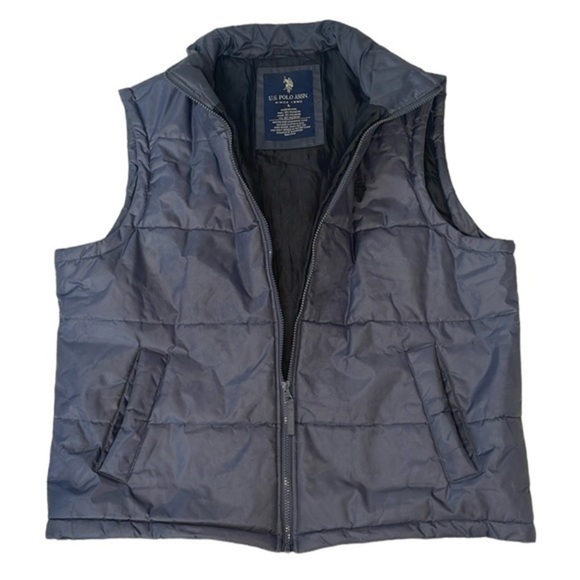 US POLO ASSN | MENS GREY US POLO ASSN ZIP COLLARED POLYESTER VEST, SIZE L - Picture 1 of 6